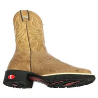 Bota de Barriga de Avestruz Conhaque Escuro - Cano Médio, Bico Quadrado, Solado Flex Comfort - imagem 6