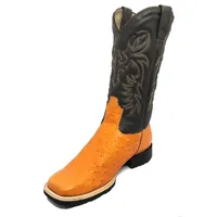 Bota de Barriga de Avestruz Laranja - Cano Alto, Bico Quadrado, Solado Flex Comfort - imagem 4