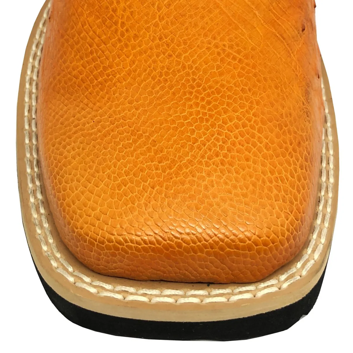 Bota de Barriga de Avestruz Laranja - Cano Alto, Bico Quadrado, Solado Flex Comfort