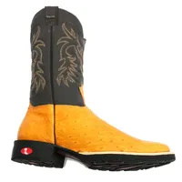 Bota de Barriga de Avestruz Laranja - Cano Alto, Bico Quadrado, Solado Flex Comfort - imagem 6