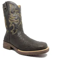 Bota de Barriga de Avestruz Marrom - Cano Médio, Bico Quadrado, Solado JUMP - imagem 1