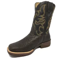 Bota de Barriga de Avestruz Marrom - Cano Médio, Bico Quadrado, Solado JUMP - imagem 2