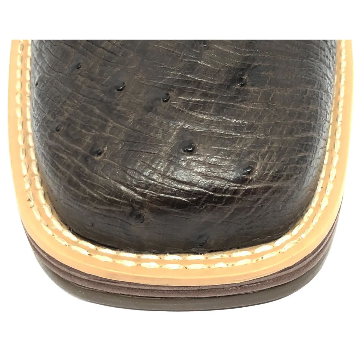 Bota de Barriga de Avestruz Marrom - Cano Médio, Bico Quadrado, Solado JUMP
