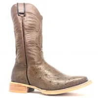 Bota de Barriga de Avestruz Marrom Fosco - CANO ALTO, BICO QUADRADO, ​SOLADO DE COURO ARTESANAL - imagem 1