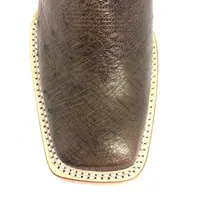 Bota de Barriga de Avestruz Marrom Fosco - CANO ALTO, BICO QUADRADO, ​SOLADO DE COURO ARTESANAL - imagem 2
