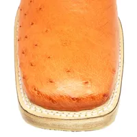 Bota de Barriga de Avestruz Meio Cheio Laranja - Cano Alto, Bico Quadrado, Solado de Couro Artesanal - imagem 4