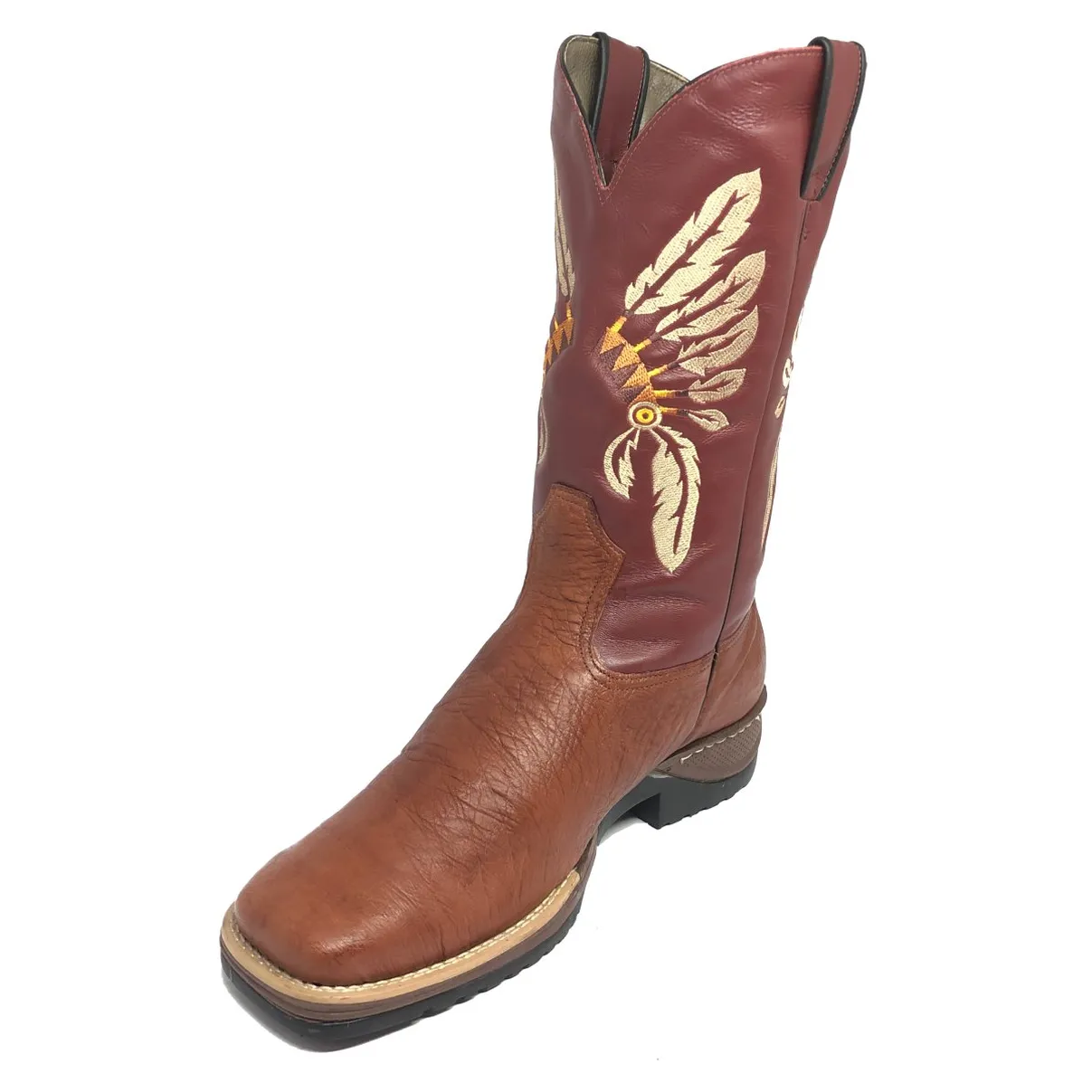 Bota de Barriga de Avestruz Pinhão - Cano Alto, Bico Quadrado, Solado JUMP
