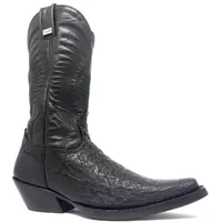 Bota de Barriga de Avestruz Preta - CANO ALTO, BICO QUADRADINHO, ​SOLADO DE COURO ARTESANAL - imagem 1