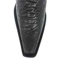 Bota de Barriga de Avestruz Preta - CANO ALTO, BICO QUADRADINHO, ​SOLADO DE COURO ARTESANAL - imagem 3