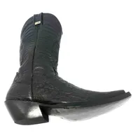 Bota de Barriga de Avestruz Preta - CANO ALTO, BICO QUADRADINHO, ​SOLADO DE COURO ARTESANAL - imagem 2