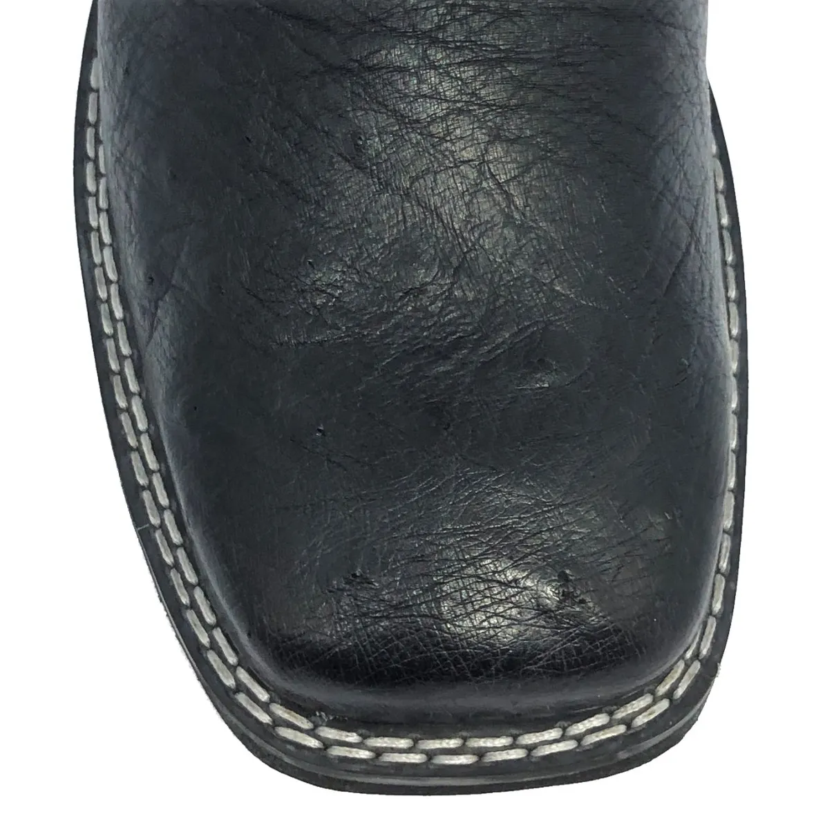 Bota de Barriga de Avestruz Preta - Cano Médio, Bico Quadrado, Solado Flex Comfort