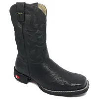 Bota de Barriga de Avestruz Preta - Cano Médio, Bico Quadrado, Solado Flex Comfort - imagem 6