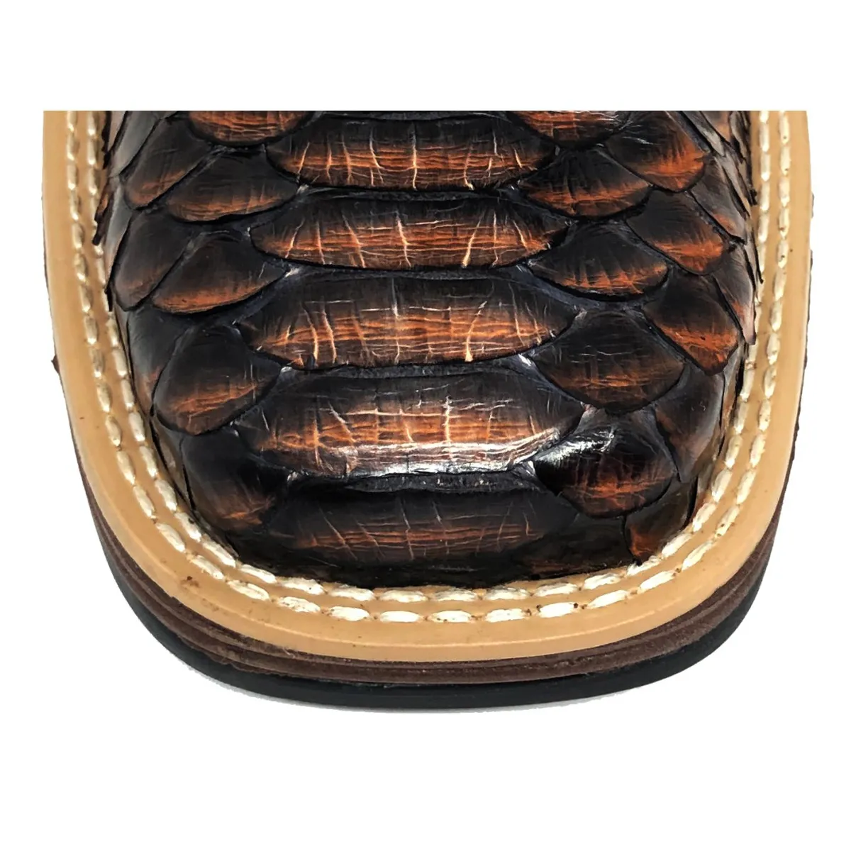 Bota de Cobra Python Luxo Brown - CANO ALTO, BICO QUADRADO, SOLADO JUMP