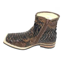 Bota de Cobra Python Luxo Brown - CANO CURTO, BICO QUADRADO, ​SOLADO X-FLEX ARTESANAL - imagem 2