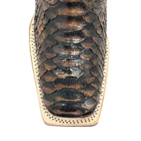 Bota de Cobra Python Luxo Brown - CANO CURTO, BICO QUADRADO, ​SOLADO X-FLEX ARTESANAL - imagem 3