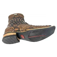 Bota de Cobra Python Luxo Brown - CANO CURTO, BICO QUADRADO, ​SOLADO X-FLEX ARTESANAL - imagem 4