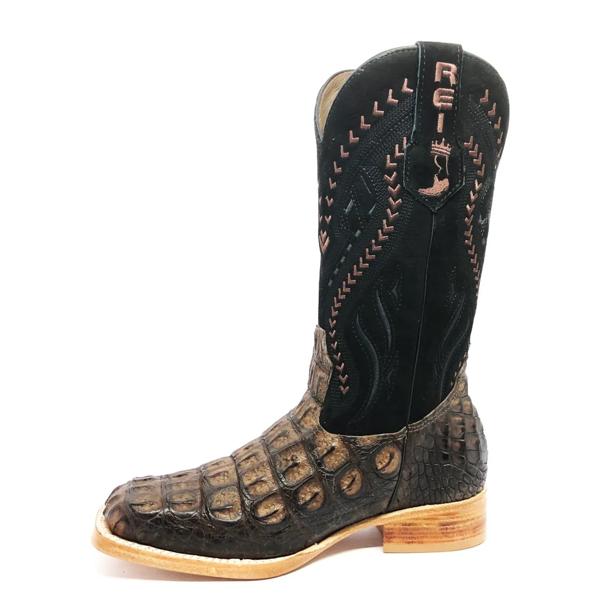 Bota Texana em Couro de Jacaré Marrom Café | Limited Edition Reizinho