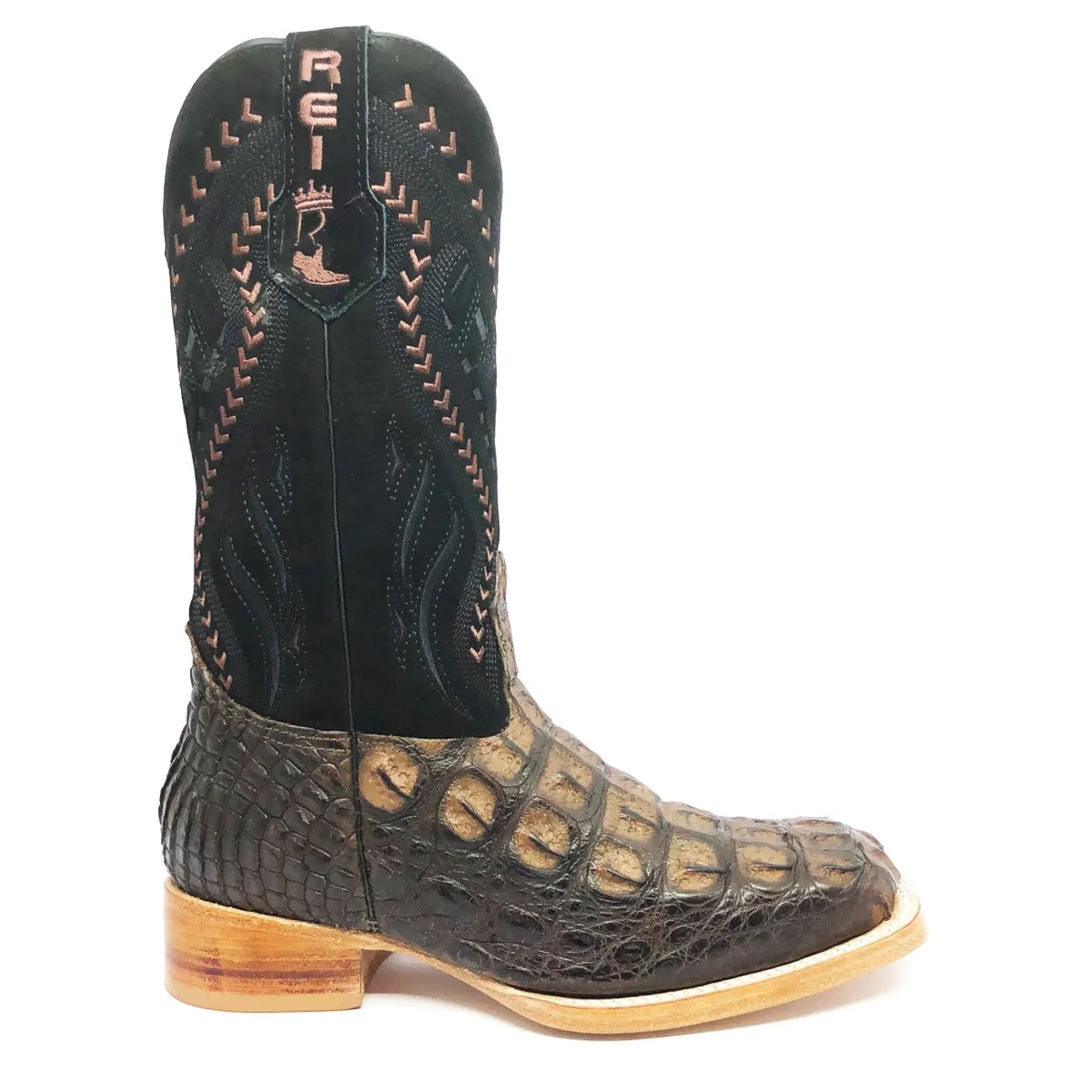 Bota Texana em Couro de Jacaré Marrom Café | Limited Edition Reizinho