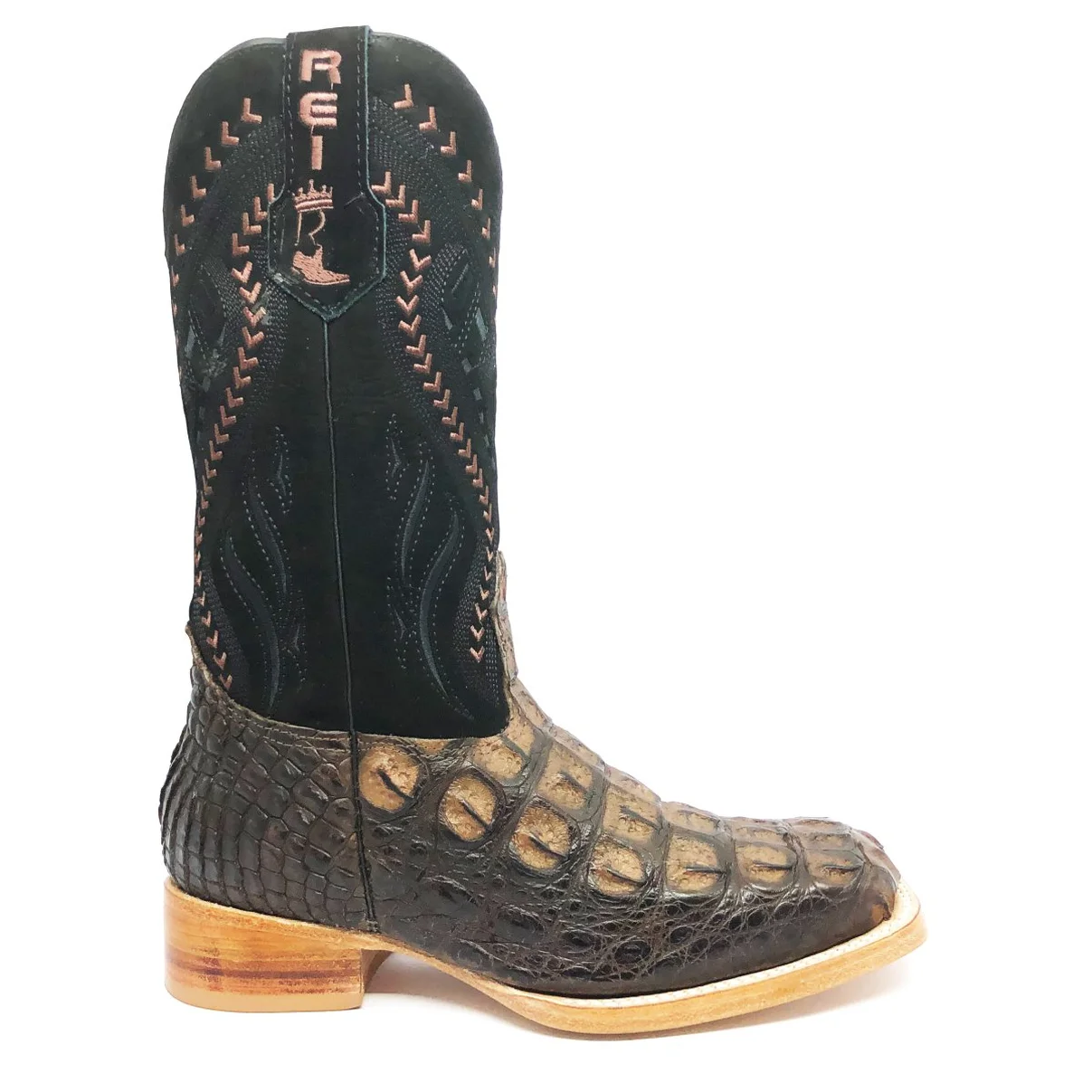 Bota Texana em Couro de Jacaré Marrom Café | Limited Edition Reizinho