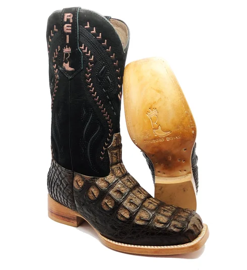Bota Texana de Couro de Jacaré Marrom Limited Edition | Linha Premium | Reizinho Botas