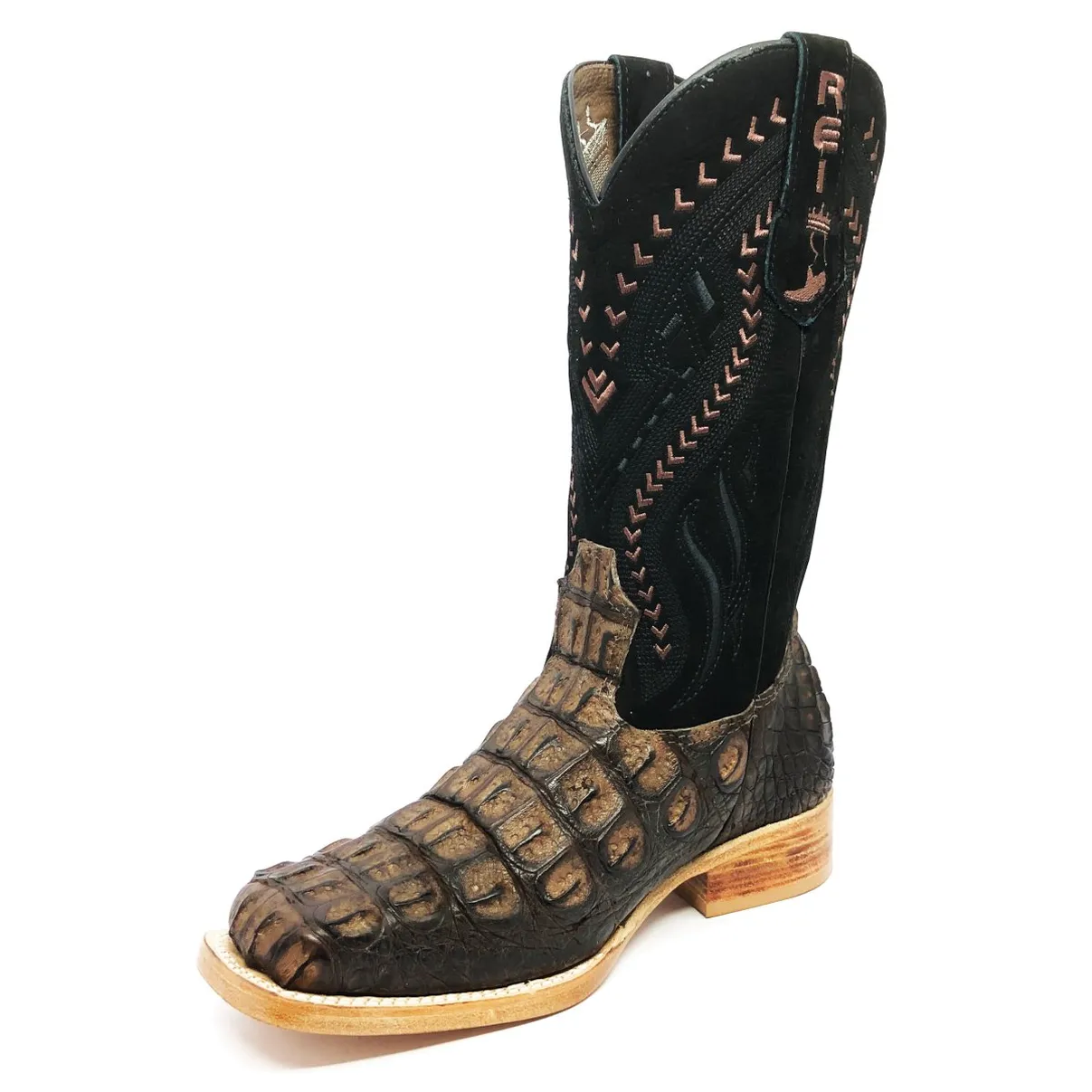 Bota Texana em Couro de Jacaré Marrom Café | Limited Edition Reizinho