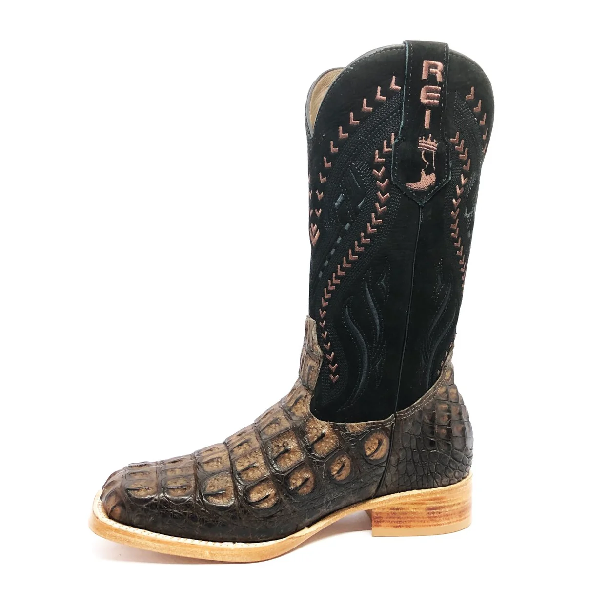 Bota Texana em Couro de Jacaré Marrom Café | Limited Edition Reizinho