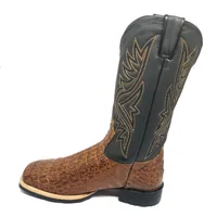 Bota Texana De Couro Legítimo De Jacaré Havana Escuro - Cano Alto, Bico Quadrado - Solado Flex Comfort - imagem 3