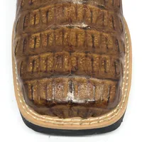 Bota Texana De Couro Legítimo De Jacaré Havana Escuro - Cano Alto, Bico Quadrado - Solado Flex Comfort - imagem 5