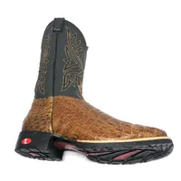Bota Texana De Couro Legítimo De Jacaré Havana Escuro - Cano Alto, Bico Quadrado - Solado Flex Comfort - imagem 4