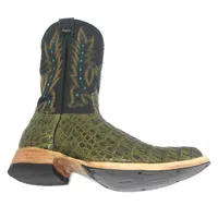 Bota Texana de Couro Legítimo de Jacaré Preto - Cano Alto, Bico Fino Arredondado - Solado de Couro Artesanal Com Proteçã - imagem 3