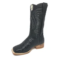 Bota Texana de Couro Legítimo de Jacaré Preto - Cano Alto, Bico Quadrado - Solado de Couro Artesanal - imagem 3