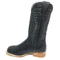 Bota Texana de Couro Legítimo de Jacaré Preto - Cano Alto, Bico Quadrado - Solado de Couro Artesanal - imagem 6