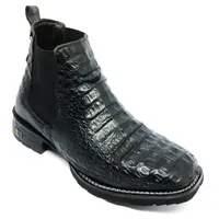 Bota Texana De Couro Legítimo de Jacaré Preto - Cano Curto Elástico, Bico Quadrado - Solado Flex Comfort - imagem 1