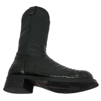 Bota Texana de Couro Legítimo de Jacaré Preto - Cano Alto, Bico Quadrado - Solado X-Flex Artesanal - imagem 4