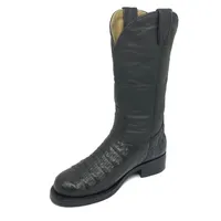 Bota Texana de Couro Legítimo de Jacaré Preto - Cano Alto, Bico Quadrado - Solado X-Flex Artesanal - imagem 1