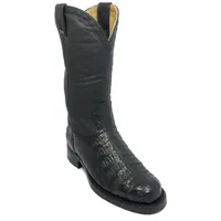 Bota Texana de Couro Legítimo de Jacaré Preto - Cano Alto, Bico Quadrado - Solado X-Flex Artesanal - imagem 5