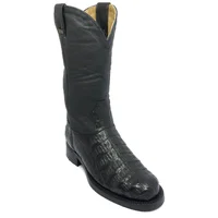 Bota Texana de Couro Legítimo de Jacaré Preto - Cano Alto, Bico Quadrado - Solado X-Flex Artesanal - imagem 5