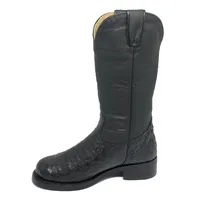 Bota Texana de Couro Legítimo de Jacaré Preto - Cano Alto, Bico Quadrado - Solado X-Flex Artesanal - imagem 3