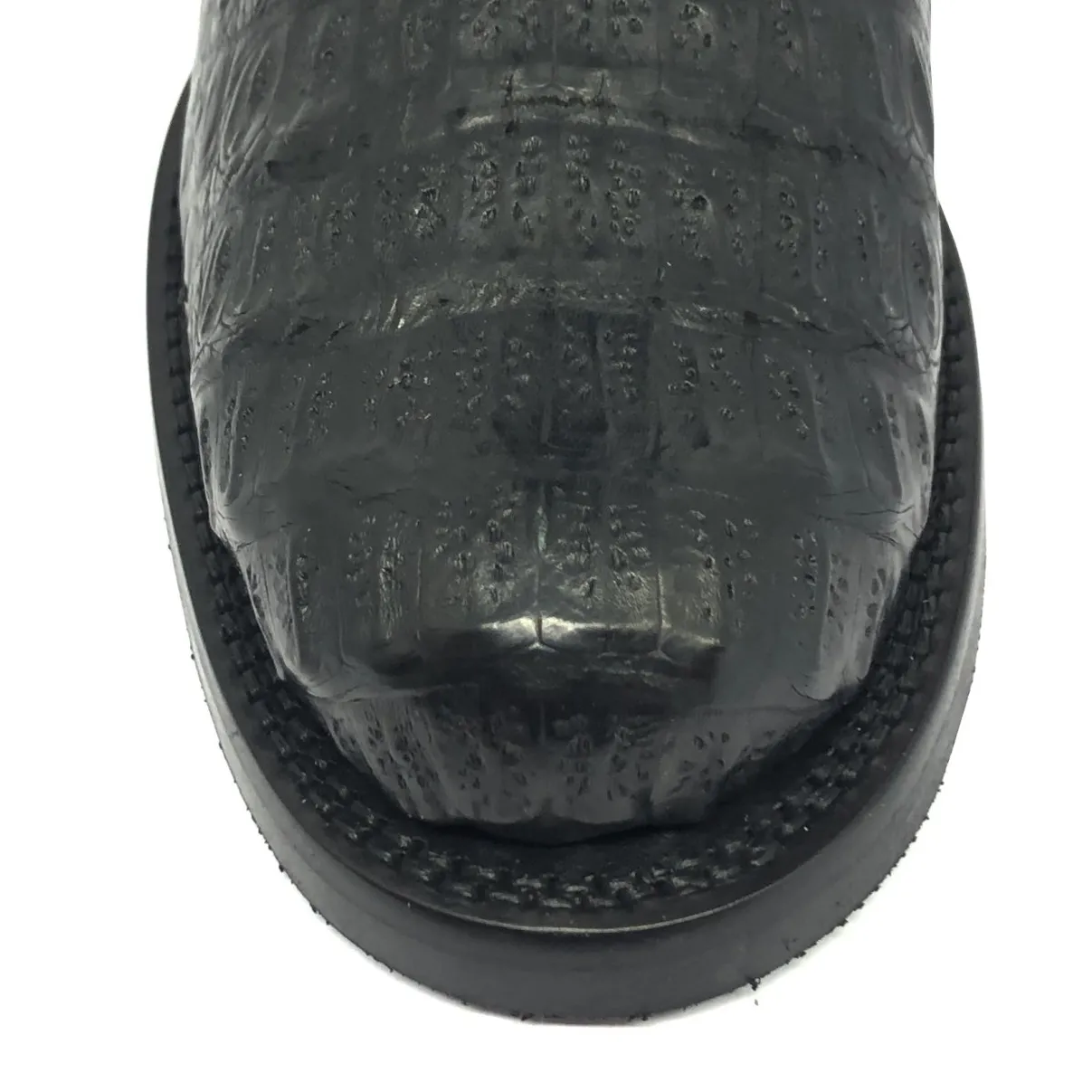 Bota Texana de Couro Legítimo de Jacaré Preto - Cano Alto, Bico Quadrado - Solado X-Flex Artesanal