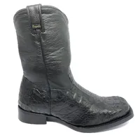 Bota Texana de Couro Legítimo de Jacaré Preto - Cano Médio, Bico Quadrado - Solado de Couro Artesanal - imagem 4