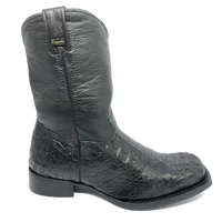 Bota Texana de Couro Legítimo de Jacaré Preto - Cano Médio, Bico Quadrado - Solado de Couro Artesanal - imagem 4