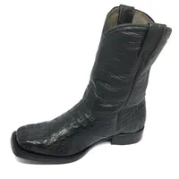 Bota Texana de Couro Legítimo de Jacaré Preto - Cano Médio, Bico Quadrado - Solado de Couro Artesanal - imagem 2