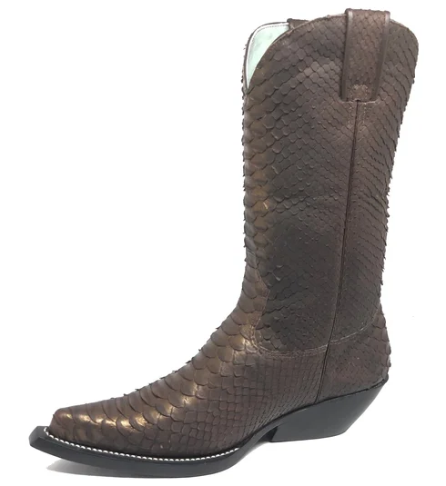 Bota Texana de Couro de Python Golden Brown FULL Limited Edition | Linha Premium | Reizinho Botas