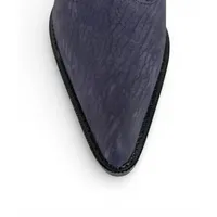 Bota Texana Feminina Reizinho Premium de Couro Legítimo de Lobo Marinho Navy Blue - Cano Curto Zíper, Bico Fino | Reizinho Botas - imagem 5