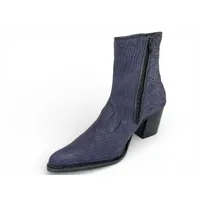 Bota Texana Feminina Reizinho Premium de Couro Legítimo de Lobo Marinho Navy Blue - Cano Curto Zíper, Bico Fino | Reizinho Botas - imagem 7