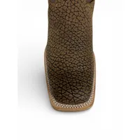 Bota Texana Reizinho Premium de Couro Legítimo de Bisão Black Cognac - Cano Médio, Bico Quadrado - Solado de Couro Artesanal - imagem 5