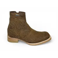 Bota Texana Reizinho Premium de Couro Legítimo de Bisão Black Cognac Marinho - Cano Curto Zíper, Bico Quadrado - Solado de Couro Artesanal - imagem 3