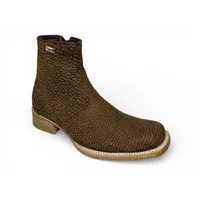 Bota Texana Reizinho Premium de Couro Legítimo de Bisão Black Cognac Marinho - Cano Curto Zíper, Bico Quadrado - Solado de Couro Artesanal - imagem 6
