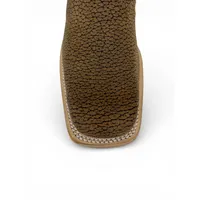 Bota Texana Reizinho Premium de Couro Legítimo de Bisão Black Cognac Marinho - Cano Curto Zíper, Bico Quadrado - Solado de Couro Artesanal - imagem 5