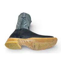 Bota Texana Reizinho Premium de Couro Legítimo de Bisão Navy Blue - Cano Alto, Bico Quadrado - Solado de Couro Artesanal - imagem 4